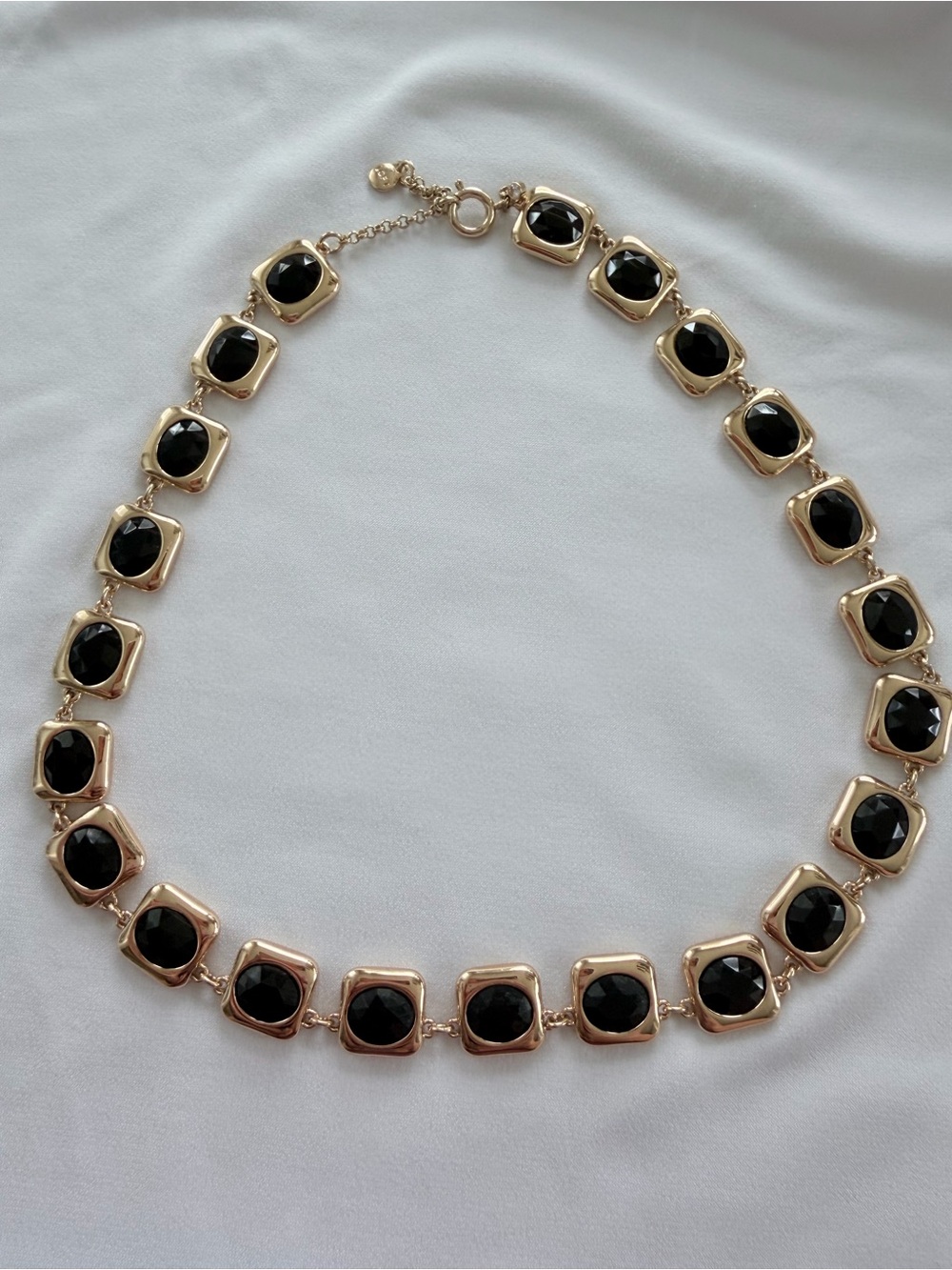 Loft Gold-Tone Black Stone Link Necklace - Reversible